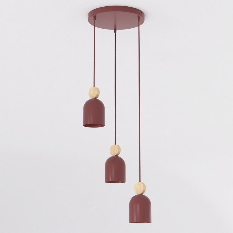 Lampa wisząca Mesi | Emibig - Burgund z drewnem
