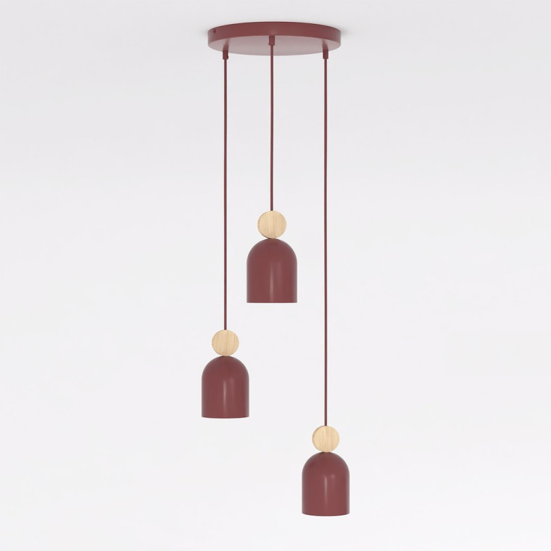 Lampa wisząca Mesi | Emibig - Burgund z drewnem