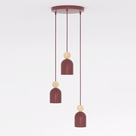 Lampa wisząca Mesi | Emibig - Burgund z drewnem