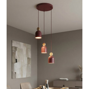 Lampa wisząca Mesi | Emibig - Burgund z drewnem