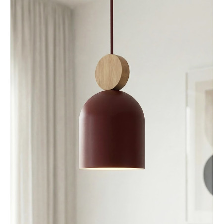 Lampa wisząca Mesi | Emibig - Burgund z drewnem