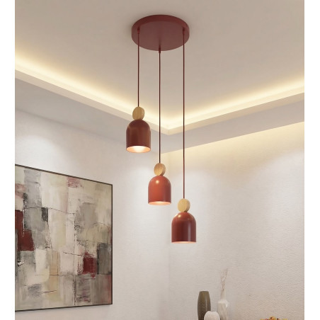 Lampa wisząca Mesi | Emibig - Burgund z drewnem