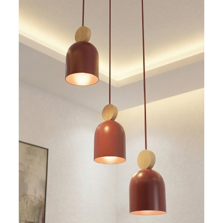 Lampa wisząca Mesi | Emibig - Burgund z drewnem