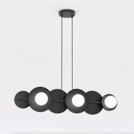 Lampa wisząca Emibig - metalowa, 6 kloszy, czarno-biała | Sklep meblowy