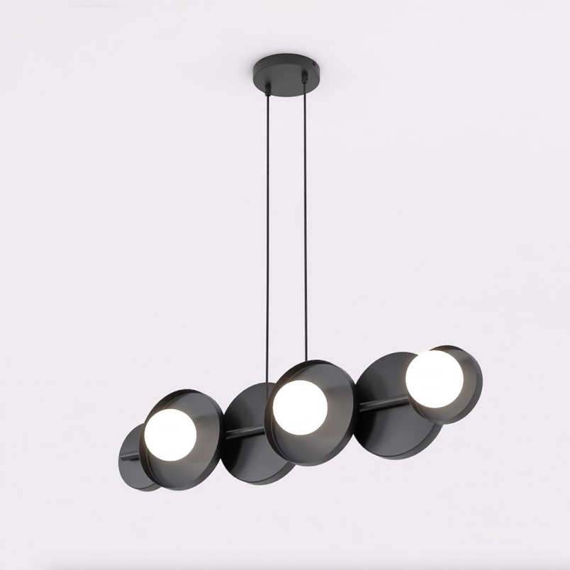 Lampa wisząca Emibig - metalowa, 6 kloszy, czarno-biała | Sklep meblowy