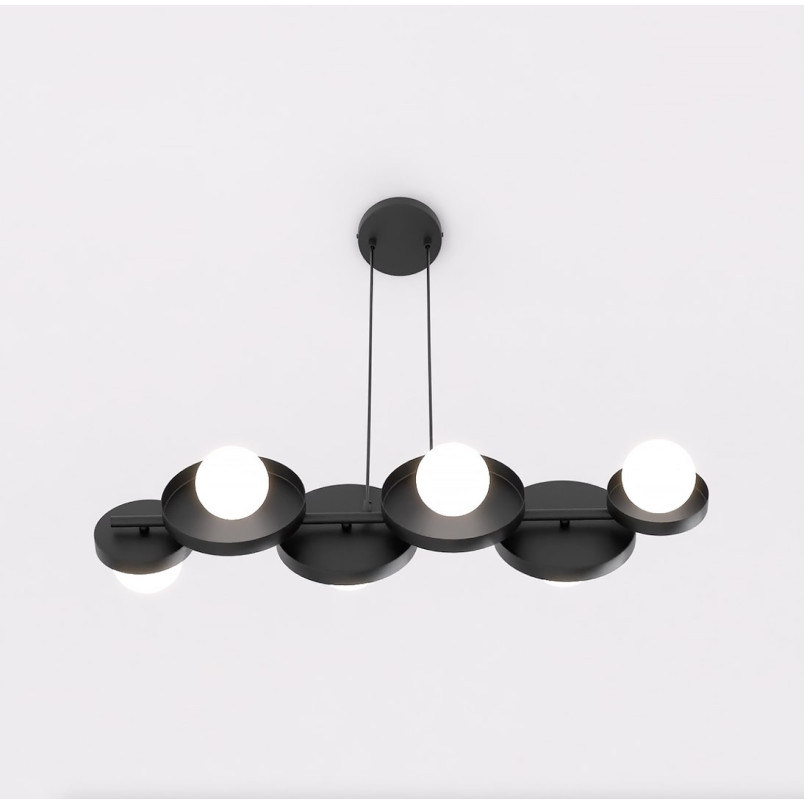 Lampa wisząca Emibig - metalowa, 6 kloszy, czarno-biała | Sklep meblowy