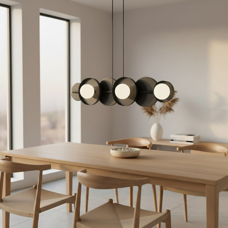 Lampa wisząca Emibig - metalowa, 6 kloszy, czarno-biała | Sklep meblowy