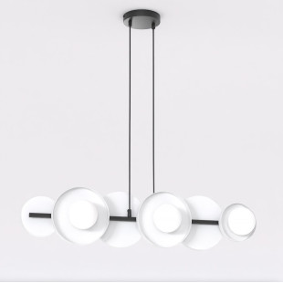 Lampa wisząca Emibig - 6 szklanych kul, biała, 85cm