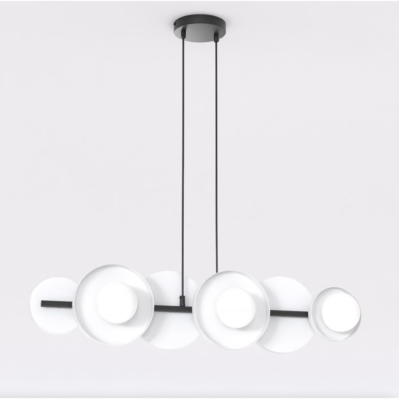 Lampa wisząca Emibig - 6 szklanych kul, biała, 85cm