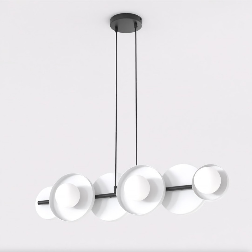 Lampa wisząca Emibig - 6 szklanych kul, biała, 85cm