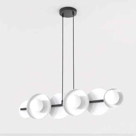 Lampa wisząca Emibig - 6 szklanych kul, biała, 85cm