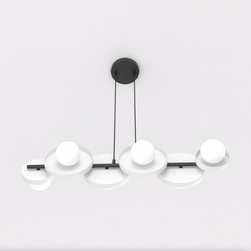 Lampa wisząca Emibig - 6 szklanych kul, biała, 85cm