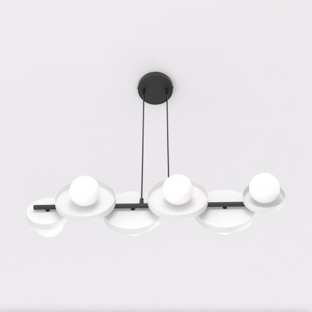 Lampa wisząca Emibig - 6 szklanych kul, biała, 85cm