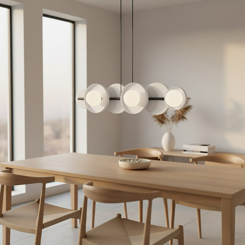 Lampa wisząca Emibig - 6 szklanych kul, biała, 85cm