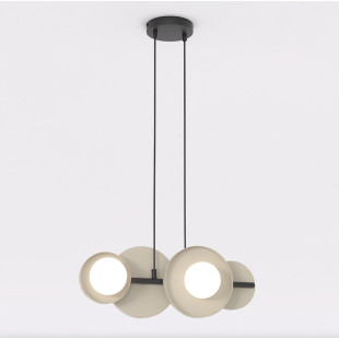 Lampa wisząca Emibig - metalowa, 4 kule, 53cm - beżowo-biała