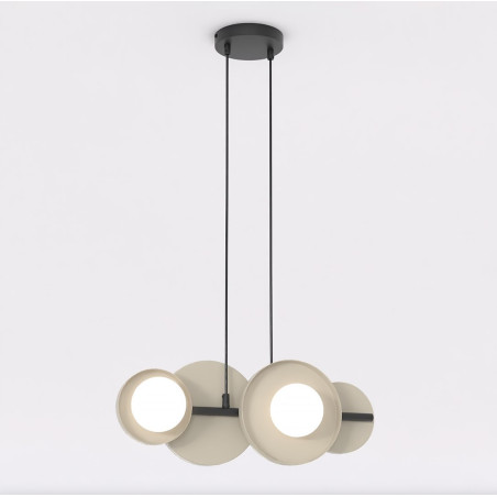 Lampa wisząca Emibig - metalowa, 4 kule, 53cm - beżowo-biała