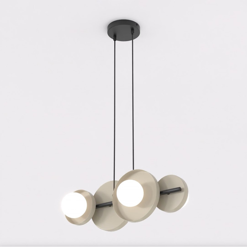 Lampa wisząca Emibig - metalowa, 4 kule, 53cm - beżowo-biała