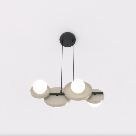 Lampa wisząca Emibig - metalowa, 4 kule, 53cm - beżowo-biała