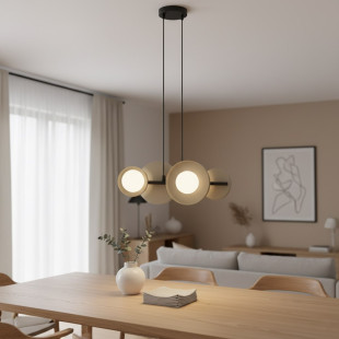 Lampa wisząca Emibig - metalowa, 4 kule, 53cm - beżowo-biała