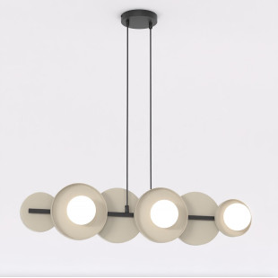 Lampa wisząca Emibig | Metalowa, 6 kul, 85cm | Beżowo-biała