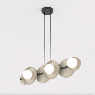 Lampa wisząca Emibig | Metalowa, 6 kul, 85cm | Beżowo-biała