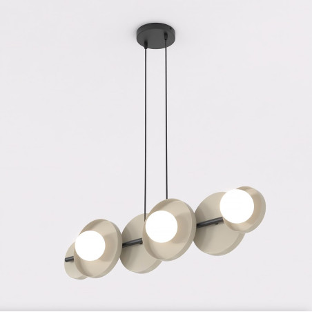 Lampa wisząca Emibig | Metalowa, 6 kul, 85cm | Beżowo-biała