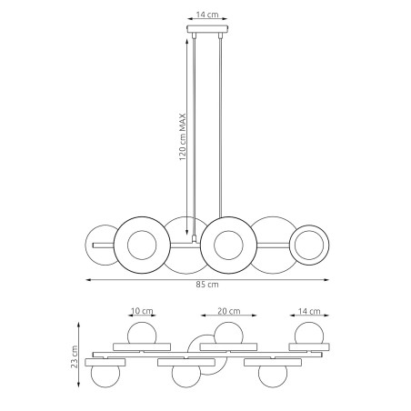 Lampa wisząca Emibig | Metalowa, 6 kul, 85cm | Beżowo-biała