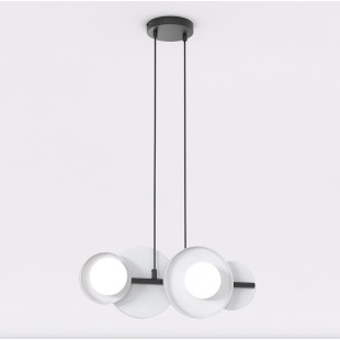Lampa wisząca Emibig | Metalowa, szaro-biała, 4 kule
