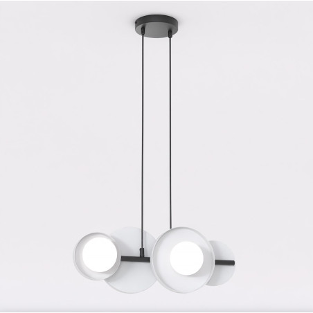 Lampa wisząca Emibig | Metalowa, szaro-biała, 4 kule