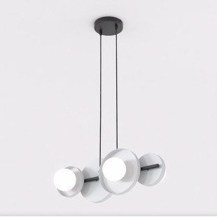 Lampa wisząca Emibig | Metalowa, szaro-biała, 4 kule