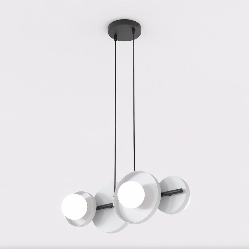 Lampa wisząca Emibig | Metalowa, szaro-biała, 4 kule