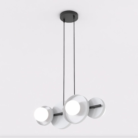 Lampa wisząca Emibig | Metalowa, szaro-biała, 4 kule