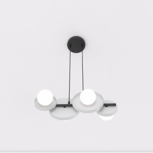 Lampa wisząca Emibig | Metalowa, szaro-biała, 4 kule