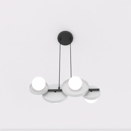 Lampa wisząca Emibig | Metalowa, szaro-biała, 4 kule