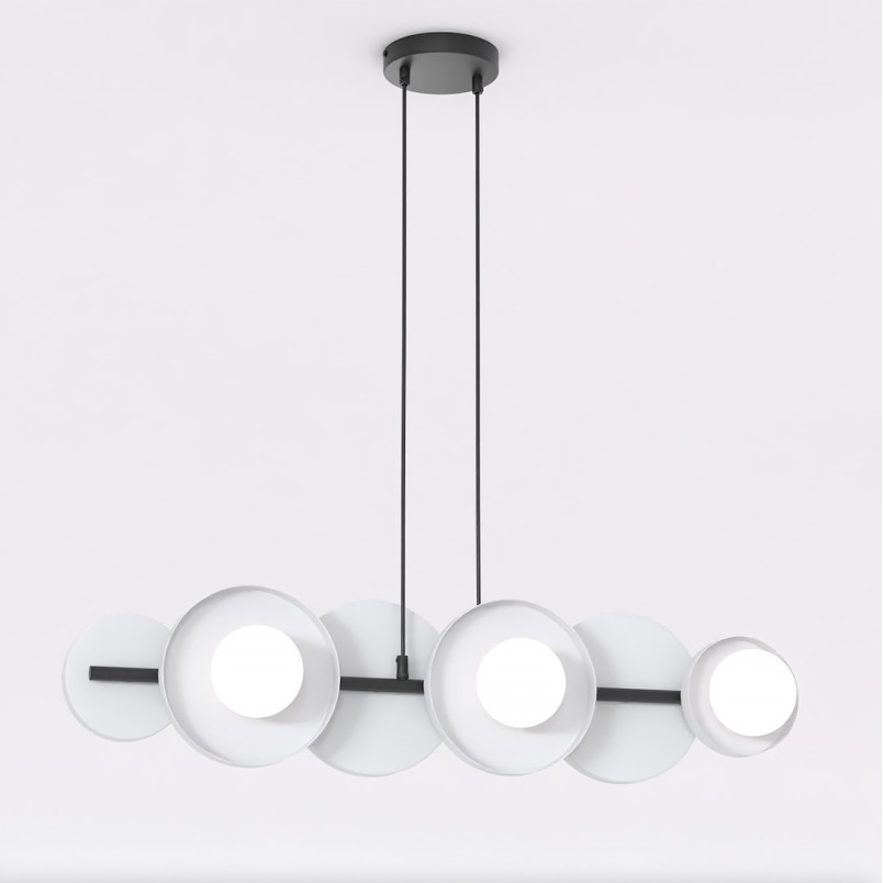 Lampa wisząca Emibig - metalowa, 6 kulek, szaro-biała