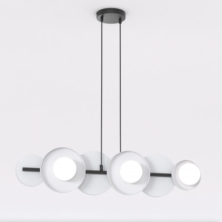 Lampa wisząca Emibig - metalowa, 6 kulek, szaro-biała