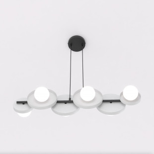 Lampa wisząca Emibig - metalowa, 6 kulek, szaro-biała