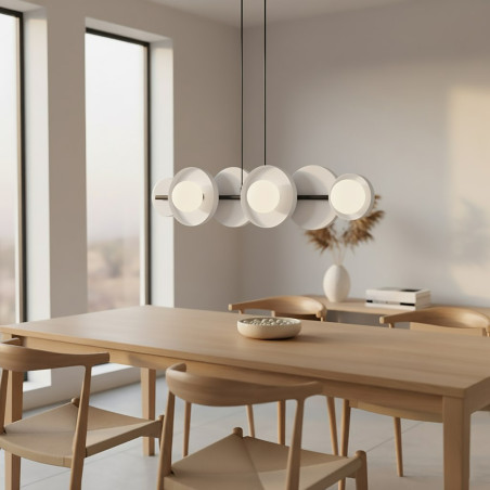 Lampa wisząca Emibig - metalowa, 6 kulek, szaro-biała