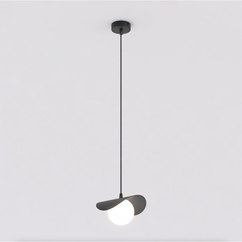 Lampa wisząca Ritual Emibig | Szklana kula, czarno-biała