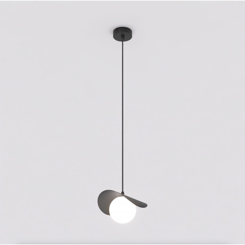 Lampa wisząca Ritual Emibig | Szklana kula, czarno-biała