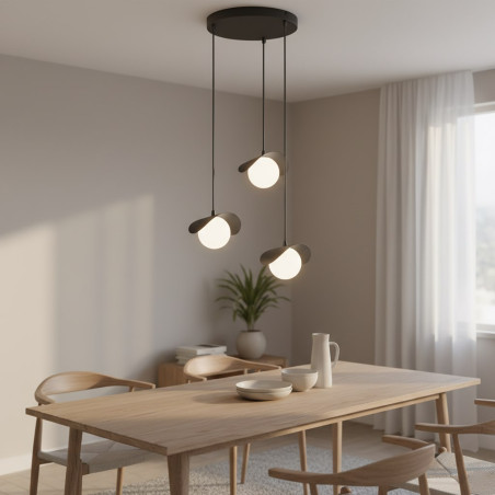 Lampa wisząca Emibig Ritual - 3 kule, czarno-biała | Sklep mebli