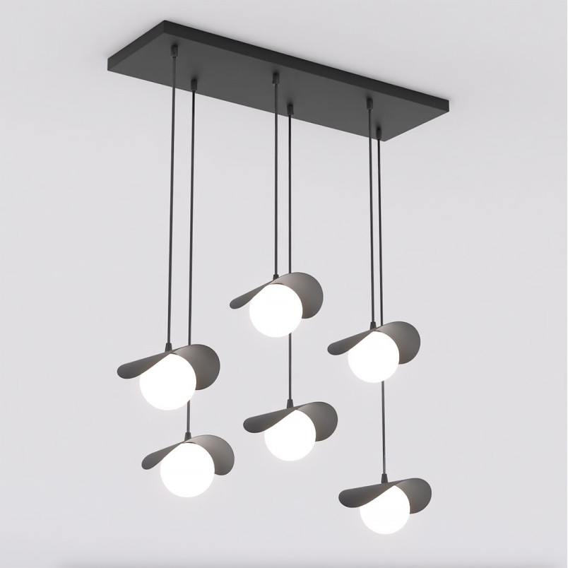Lampa wisząca Ritual | 6 kulek, czarno-biała Emibig