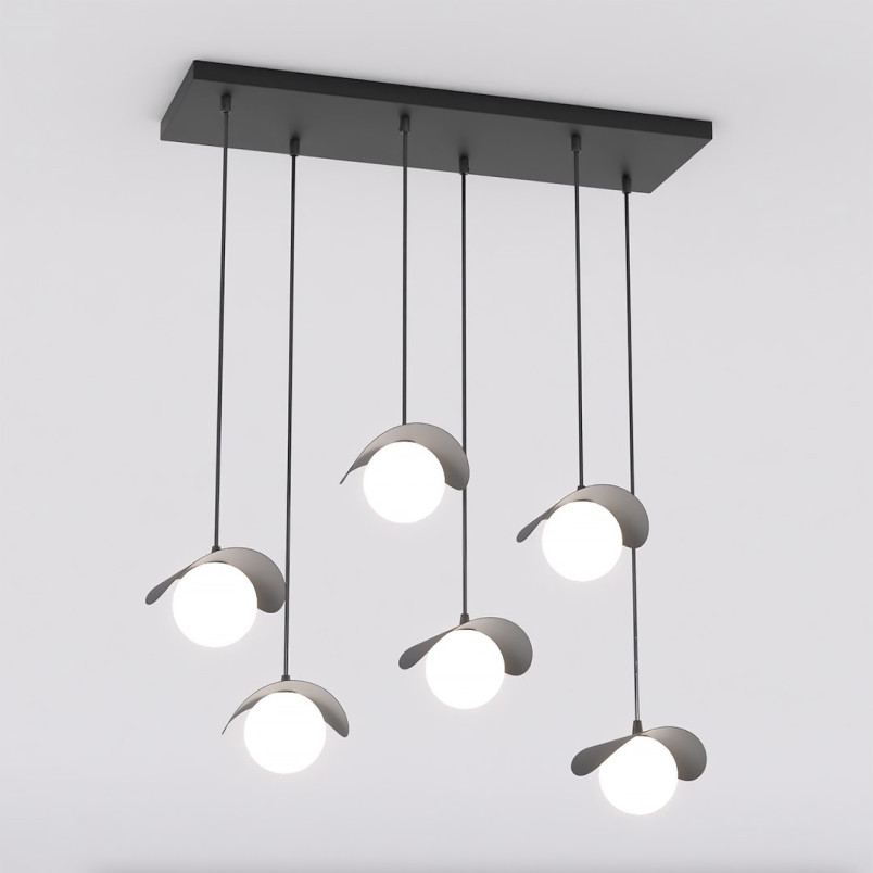 Lampa wisząca Ritual | 6 kulek, czarno-biała Emibig