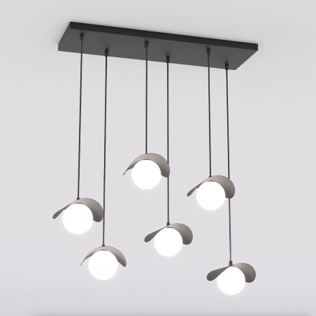 Lampa wisząca Ritual | 6 kulek, czarno-biała Emibig