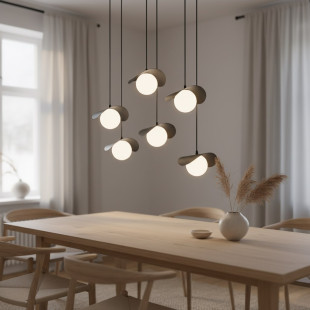 Lampa wisząca Ritual | 6 kulek, czarno-biała Emibig