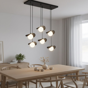 Lampa wisząca Ritual | 6 kulek, czarno-biała Emibig