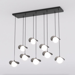 Lampa wisząca Emibig Ritual: 9 szklanych kul, czarno-biała, 100cm