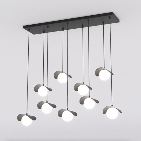 Lampa wisząca Emibig Ritual: 9 szklanych kul, czarno-biała, 100cm