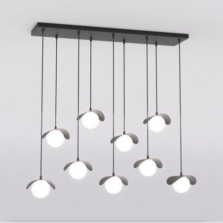 Lampa wisząca Emibig Ritual: 9 szklanych kul, czarno-biała, 100cm