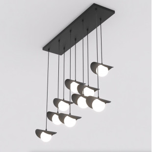 Lampa wisząca Emibig Ritual: 9 szklanych kul, czarno-biała, 100cm